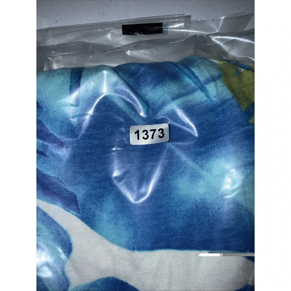 Cache Dress Womens Small V Neck Wrap Stretch Blue Faux Wrap Vintage Tropical - Picture 7 of 7
